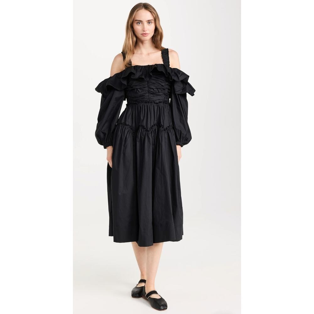 Ulla Johnson Caprice Black Midi Dress Size 0 - Pre-owned